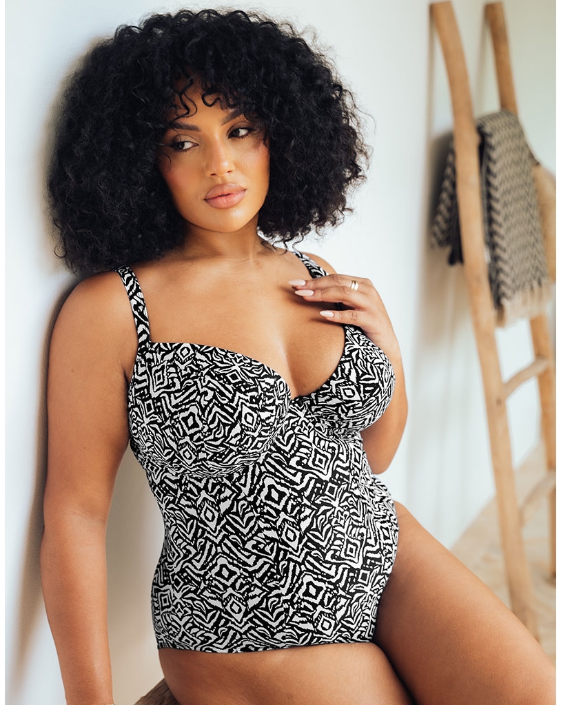 Curvy Kate Women's Black Print Swim Wild Horizon Swimsuit 40D